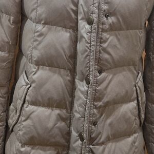 Burberry Long Hooded Tan Quilted Puffer Coat